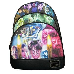 NEW Loungefly Harry Potter Trilogy Triple Pocket Mini Backpack